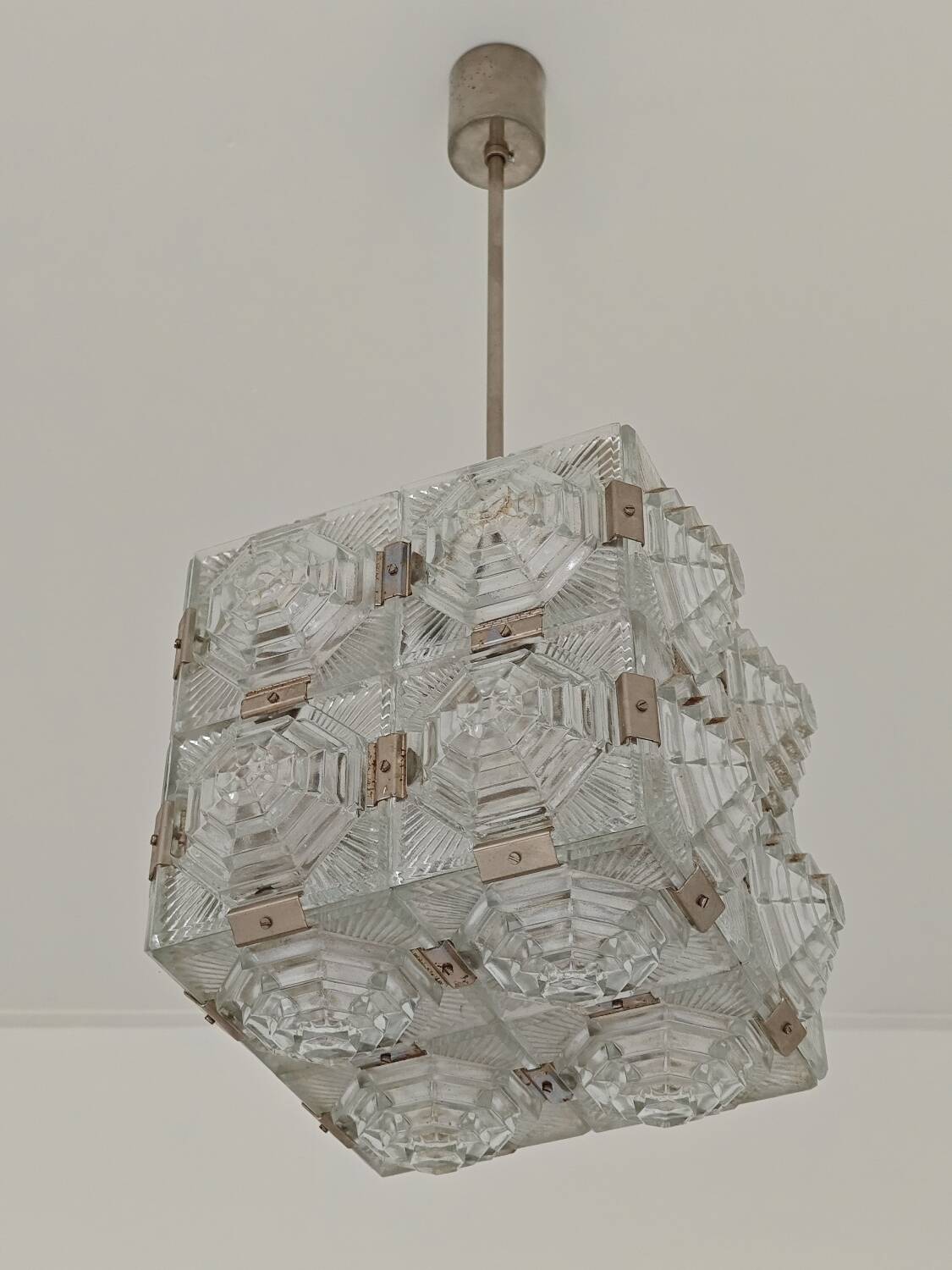 Pyramid chandelier by Jaroslav Bejvl for Preciosa, Kamenicky Senov 1967