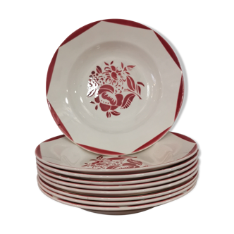 Old semi hollow porcelain plates FB Badonviller