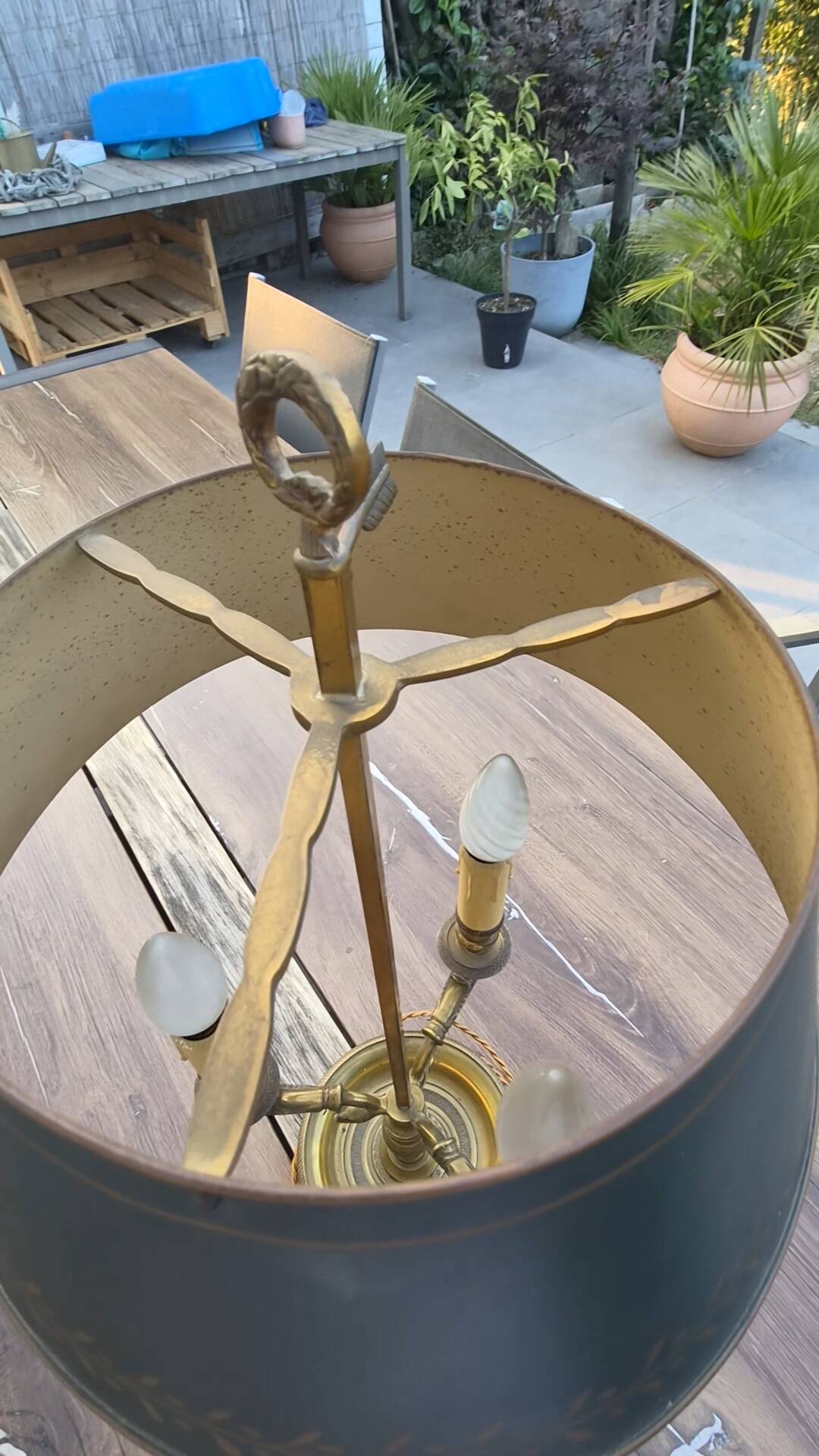 Vintage Bouillotte Lamp in Bronze – Empire/Directoire Style – Signed F.B.