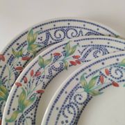 3 plates Churchill England mosaic and floral design