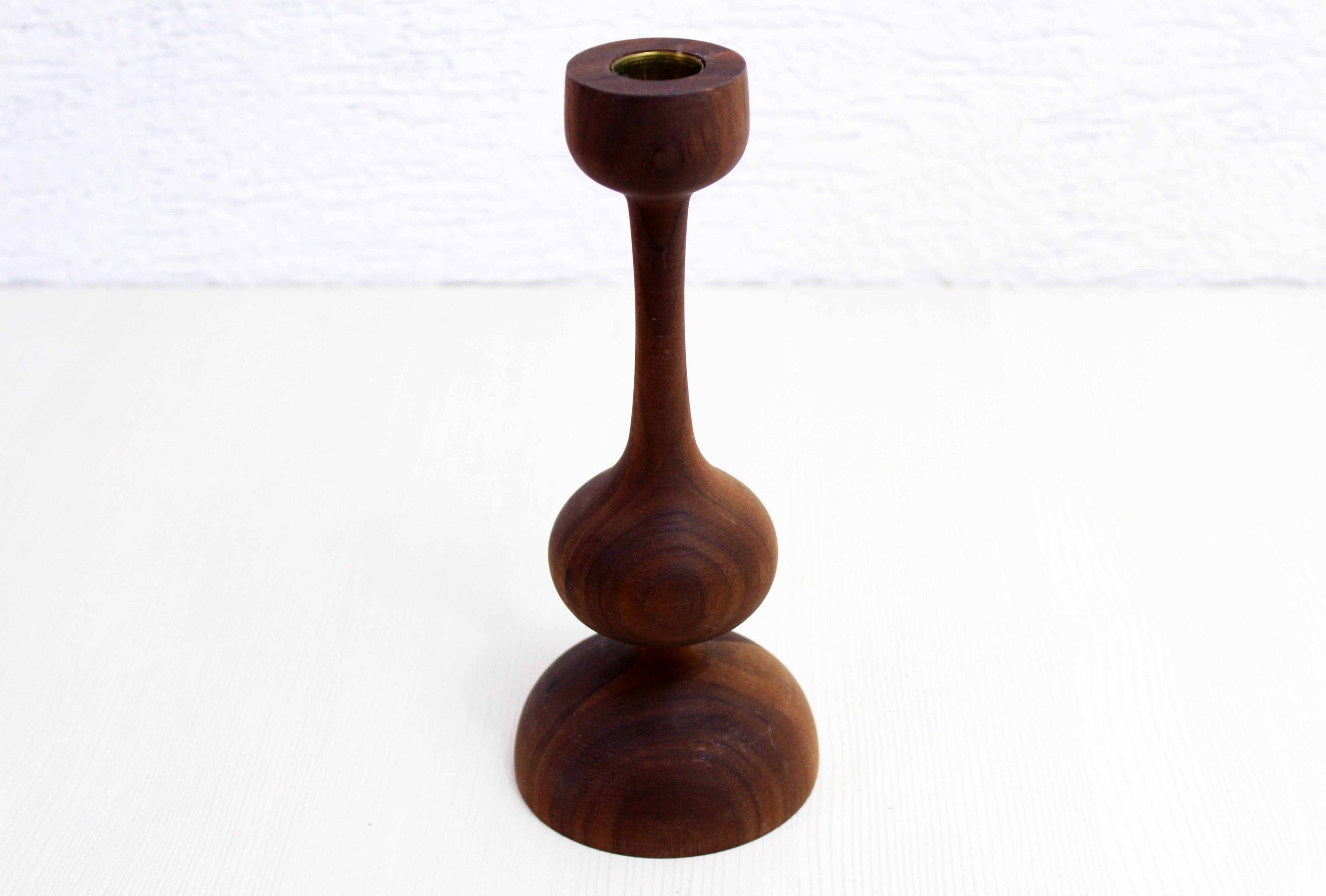 Scandinavian teak candle holder