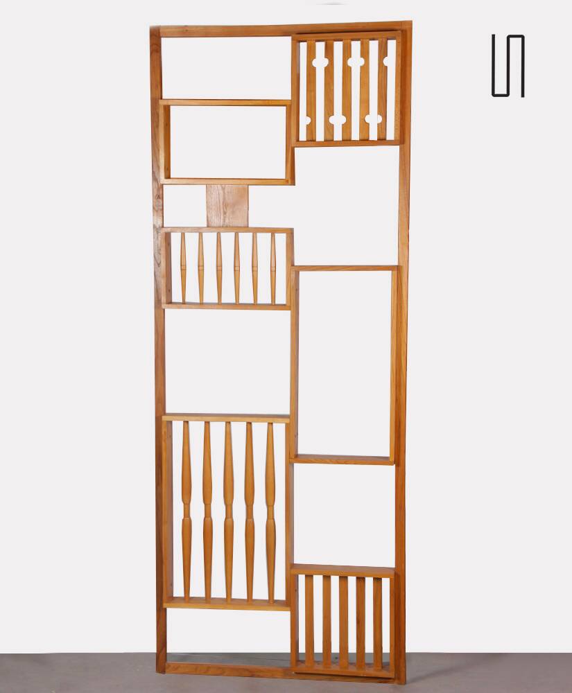 Claustra vintage en bois, fabrication tchèque, 1960