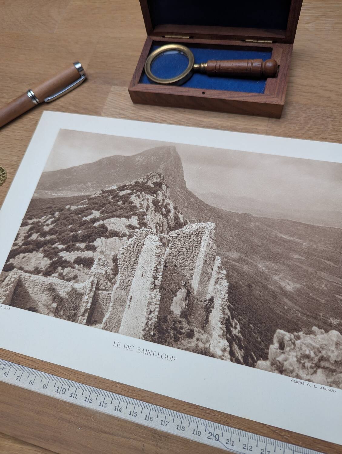 Pic Saint-Loup, vintage, photo plate printed in 1935.