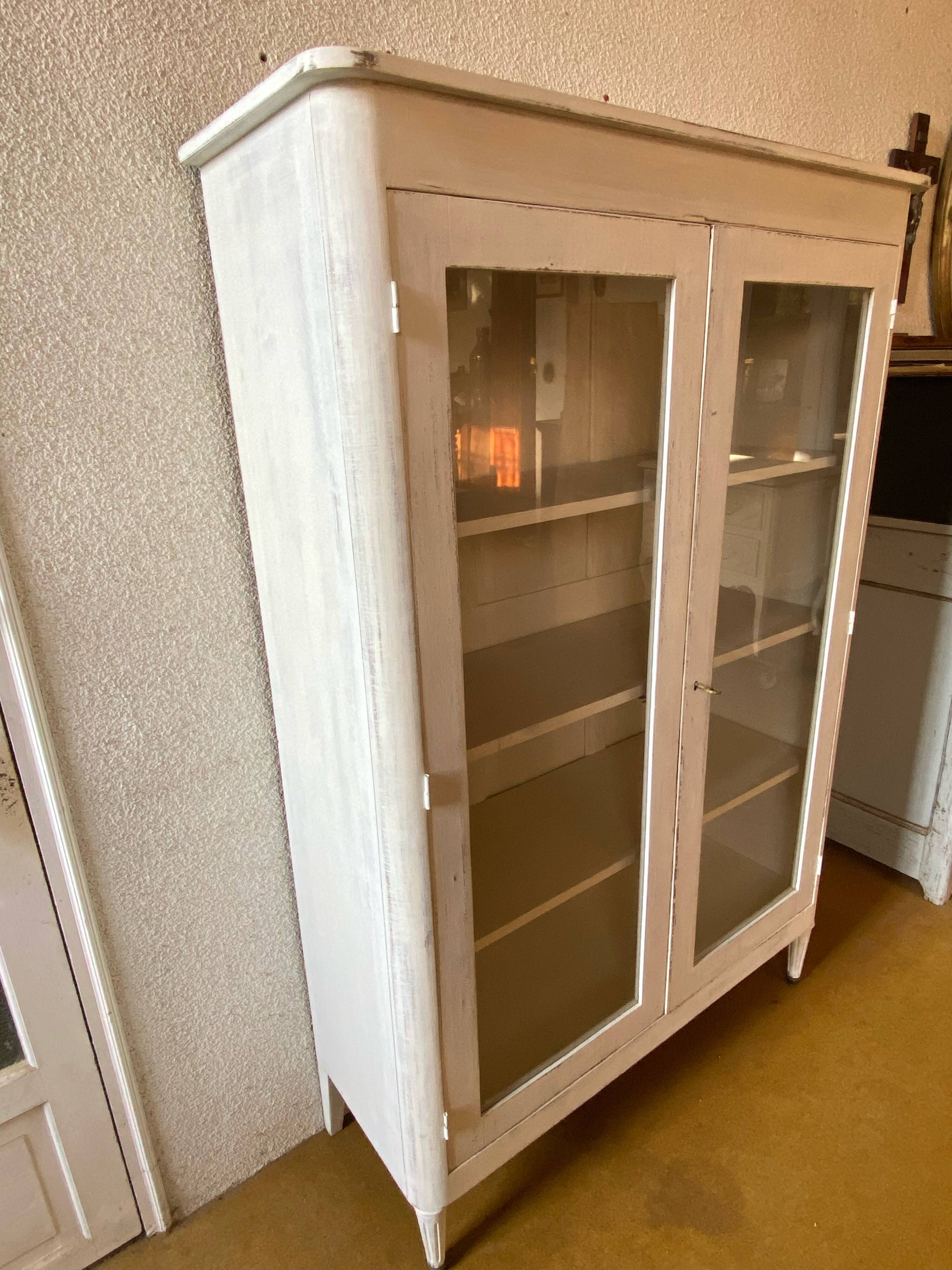 Painted glass bookcase, early 20th century