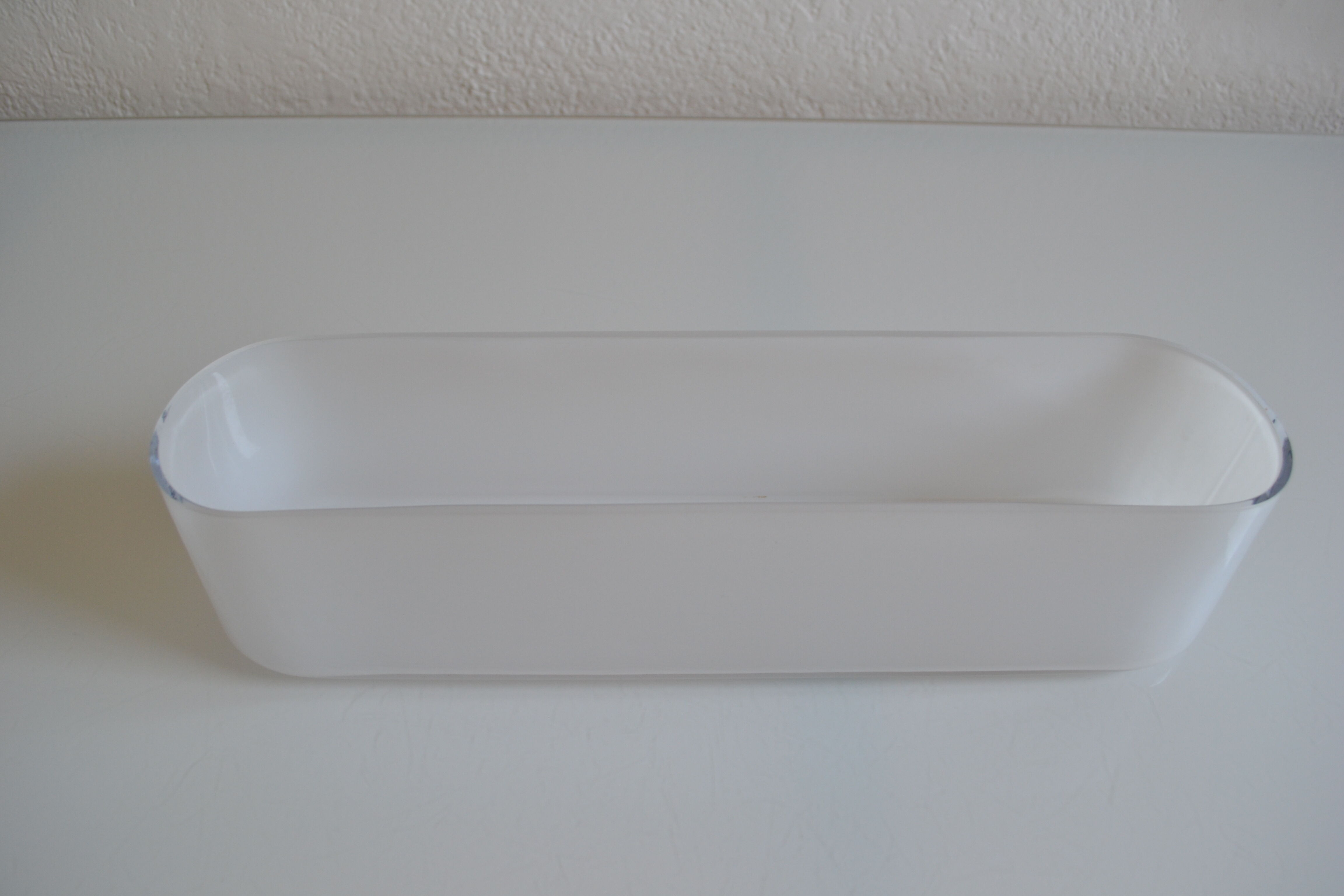 Modernist vase or centerpiece in white glass