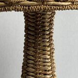 Rattan woven banana leaf mushroom floor lamp, 1960s