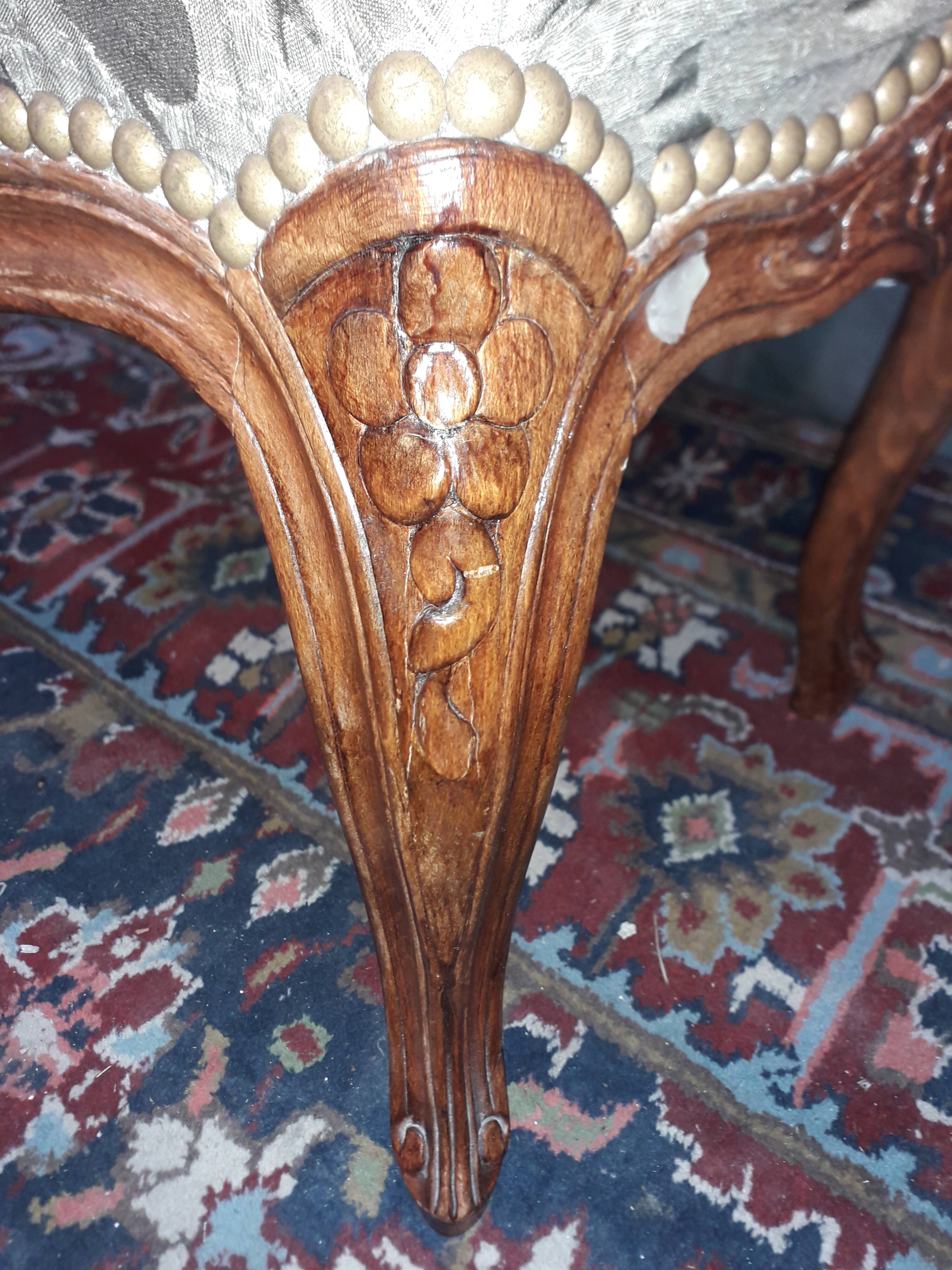 Louis XV style upholstered stool