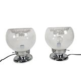 Murano - Mazegga - Carlo Nason - lampes de table (2) ensemble - verre - chrome - années 60