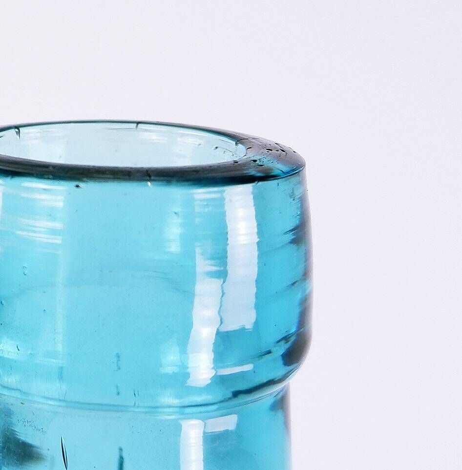 Vintage Turquoise Glass Bottle "Lady Jeanne" - France