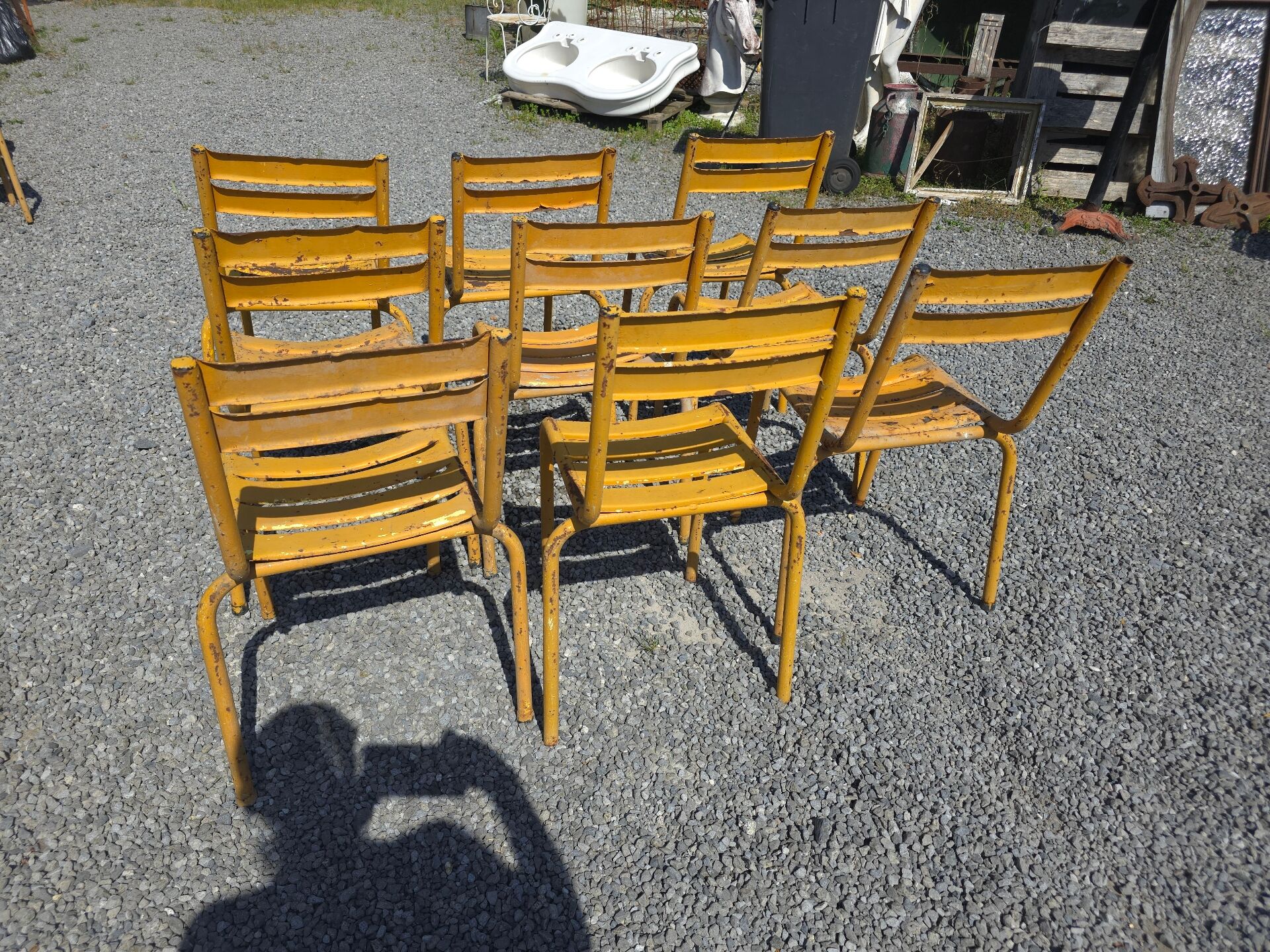 Vintage iron bistro chairs x 9