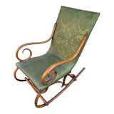 Set of 2 thonet style rocking chairs in green leatherette