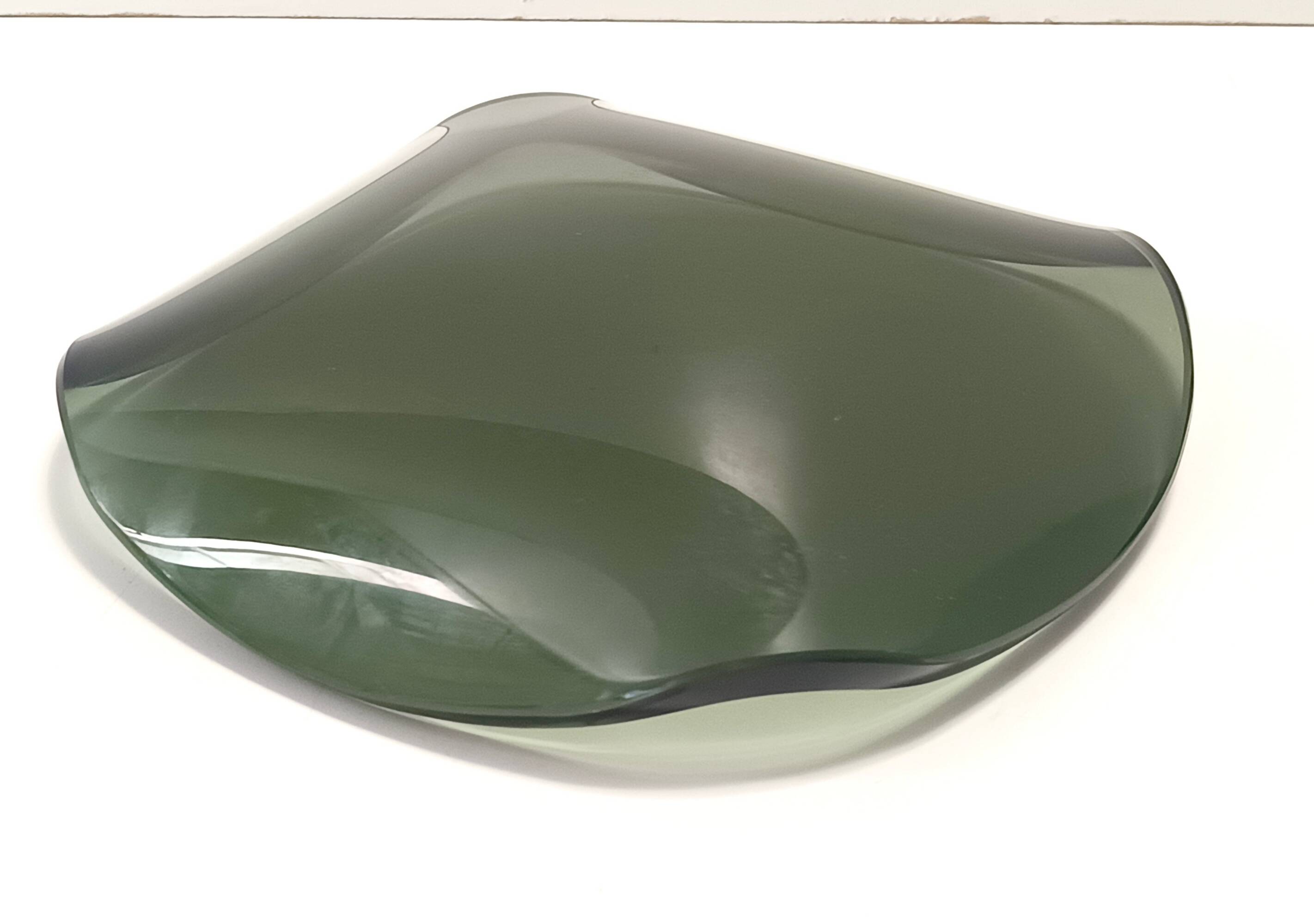 Thick Dark Green Glass Centerpiece / Trinket Bowl attr. to Fontana Arte, It