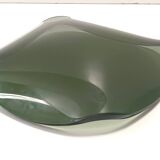 Centre de table / bol à bibelots en verre vert foncé épais, attribué à Fontana Arte