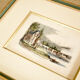 Print with old frame green and gilded
