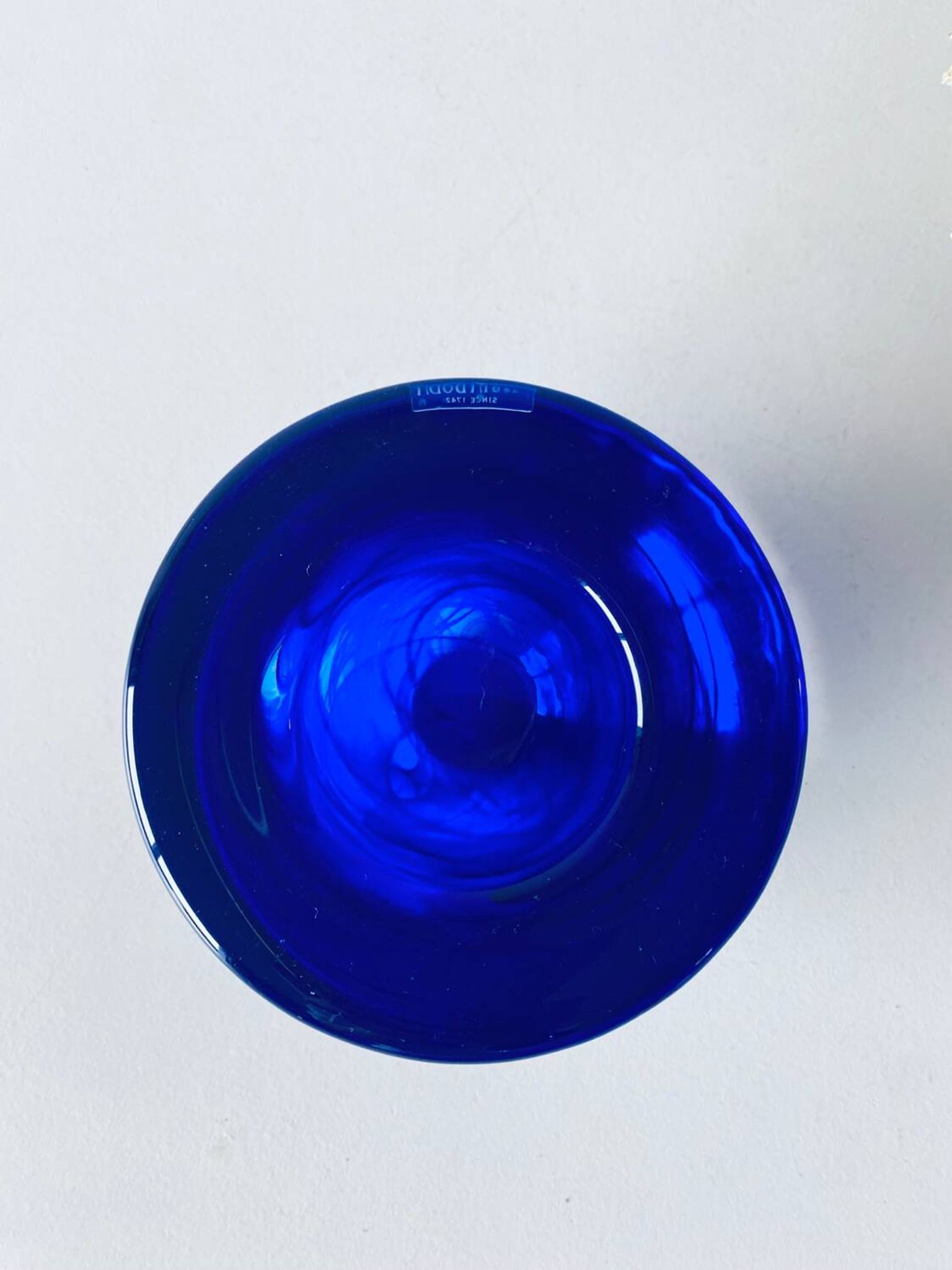 Bougeoir en verre bleu Kosta Boba