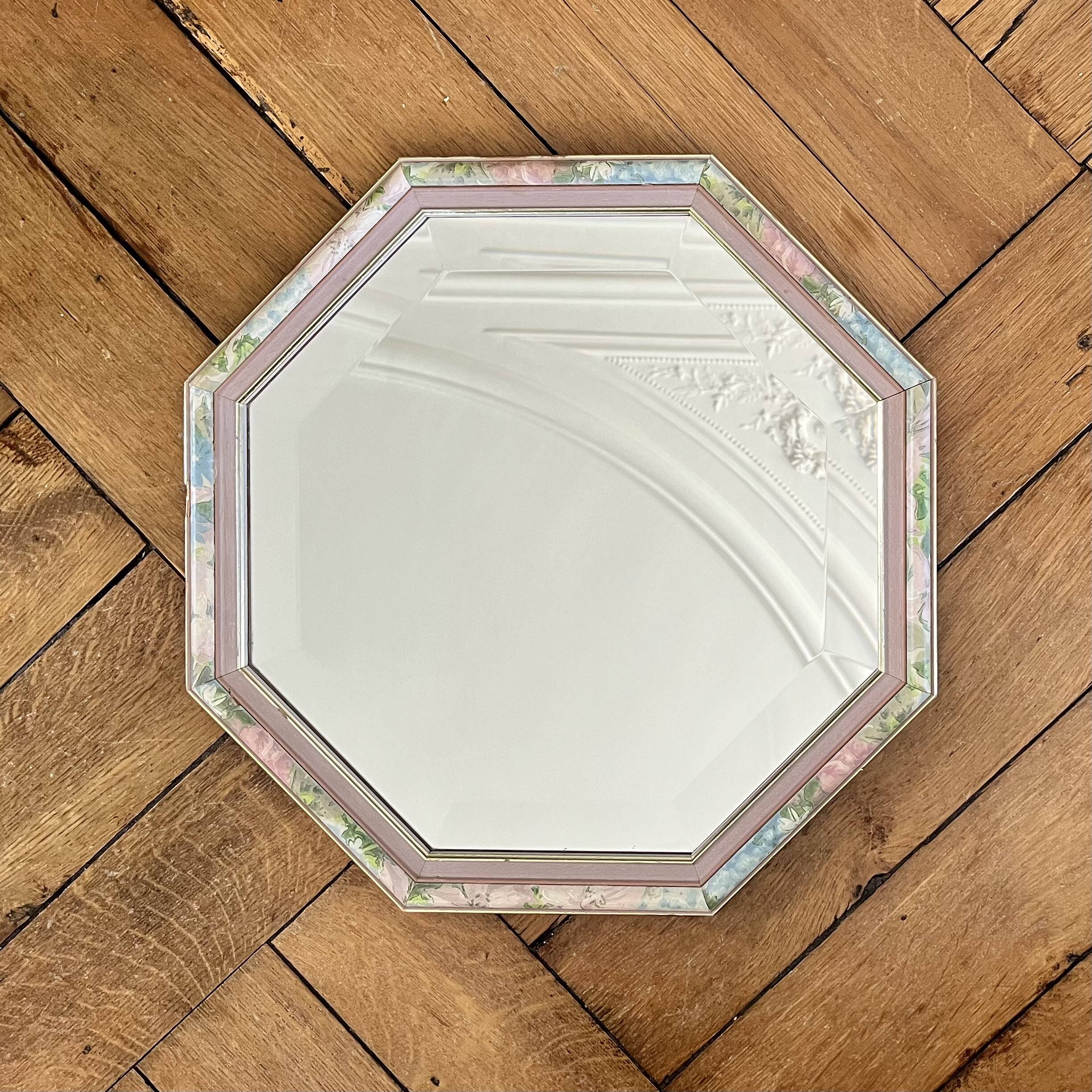 Vintage octagonal beveled mirror