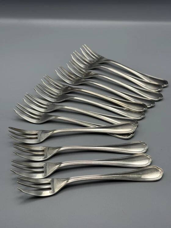 Set of 12 Christofle dessert forks made in France