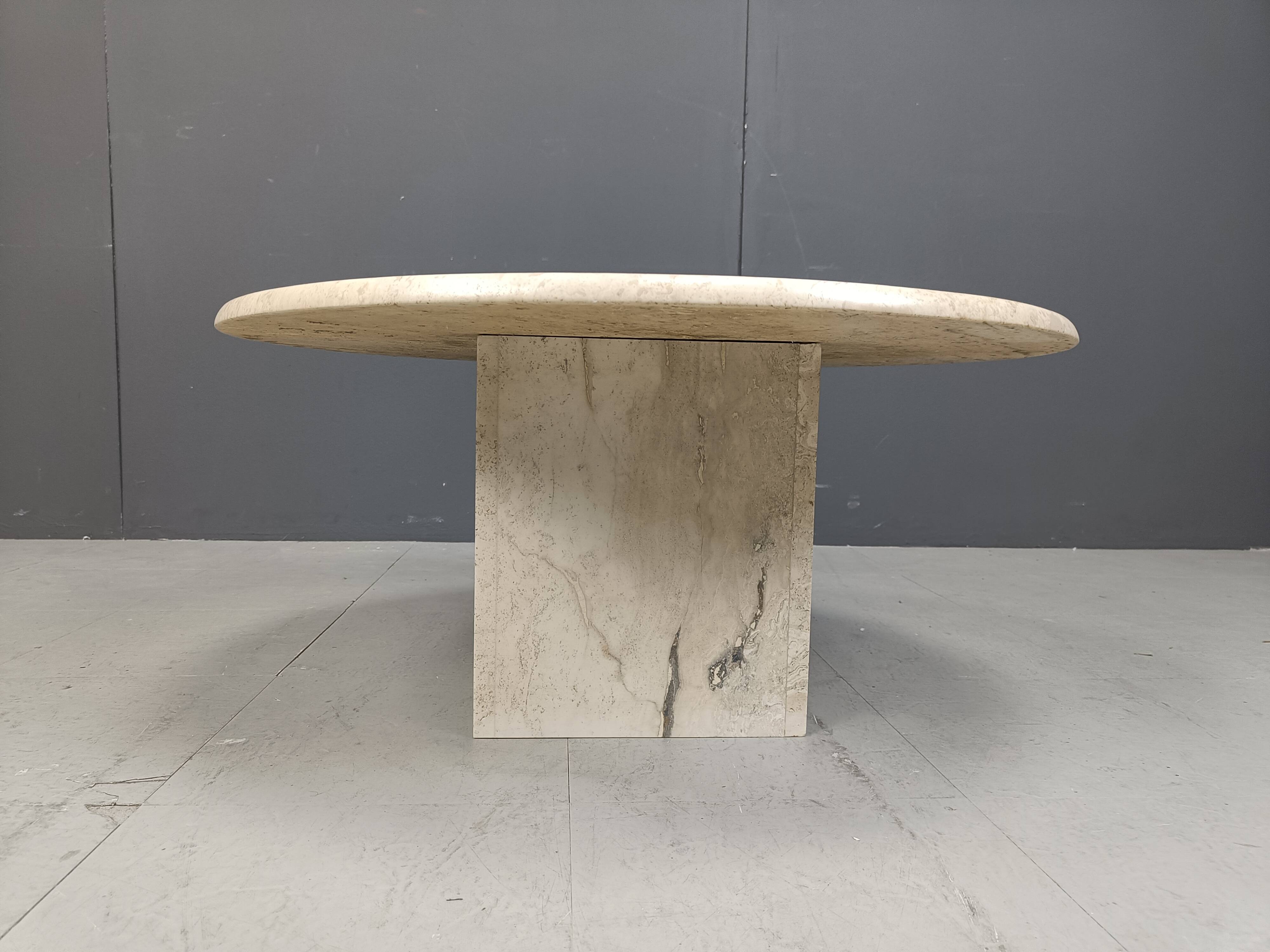 Round travertine coffee table, 1970s
