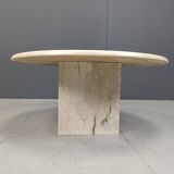 Round travertine coffee table, 1970s