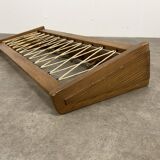 Vintage wooden wall coat rack with 6 chalet-style hooks