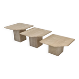 Set of 3 italian travertine coffee or side tables, 1980s