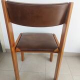 Set of 6 "Gorgoni" chairs in solid elm – Roche Bobois