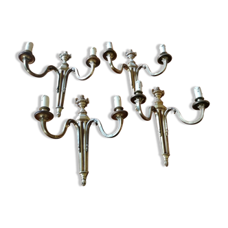 4 appliques 2 feux en bronze