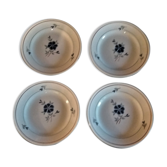 Series of four plates dessert Moulin des loups Orchies model Prisca