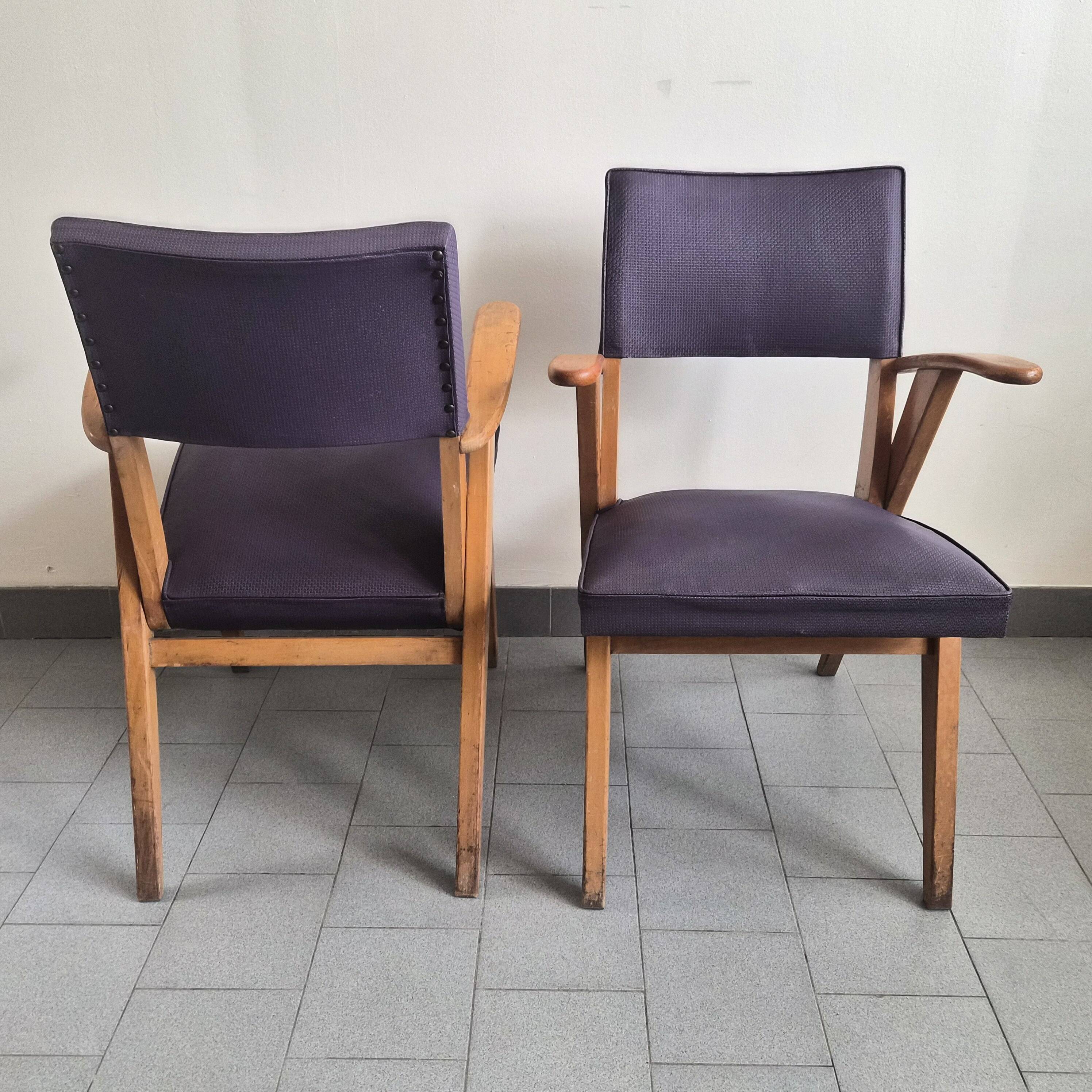 Paire de fauteuils bridge vintage 1950