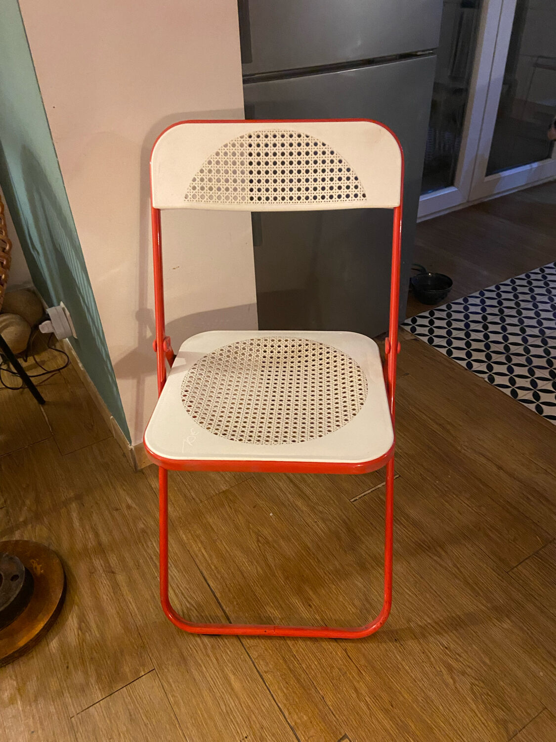 Folding chair in metal and plastic cannage 70s