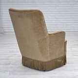 1970s, Danish highback armchair, light green furniture velour.