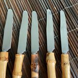 6 small vintage bamboo knives