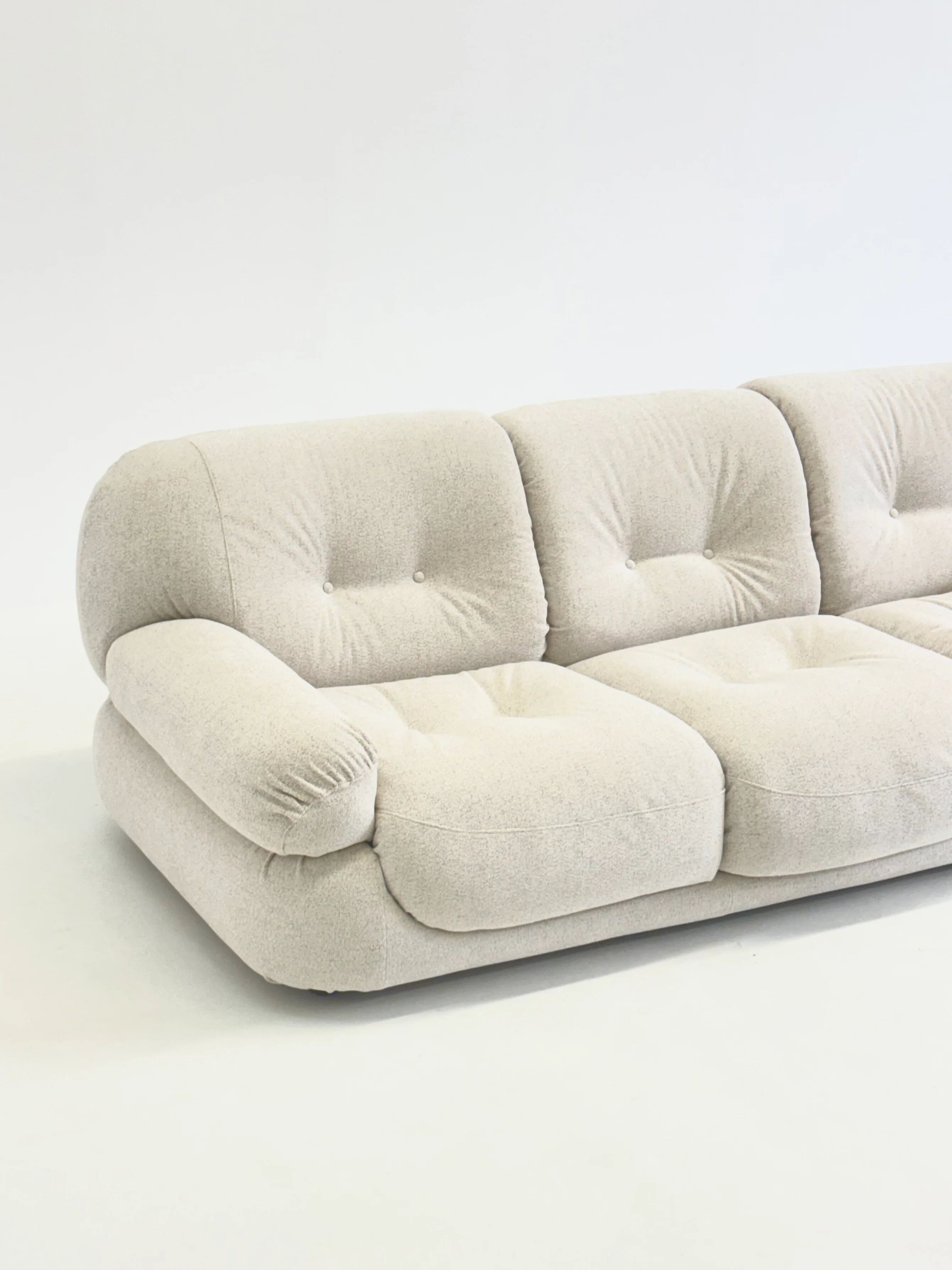 Sapporo three-seater sofa by Mario Marenco for Mobil Girgi in cream