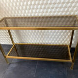 Console smoked glass and brass 70s