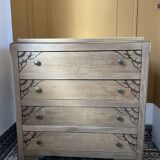 Carved solid oak chest of drawers
