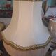 2 bedside lamps in white alabaster with lampshades.