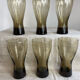 Six smoky glass soda glasses, Luminarc, 1970s.