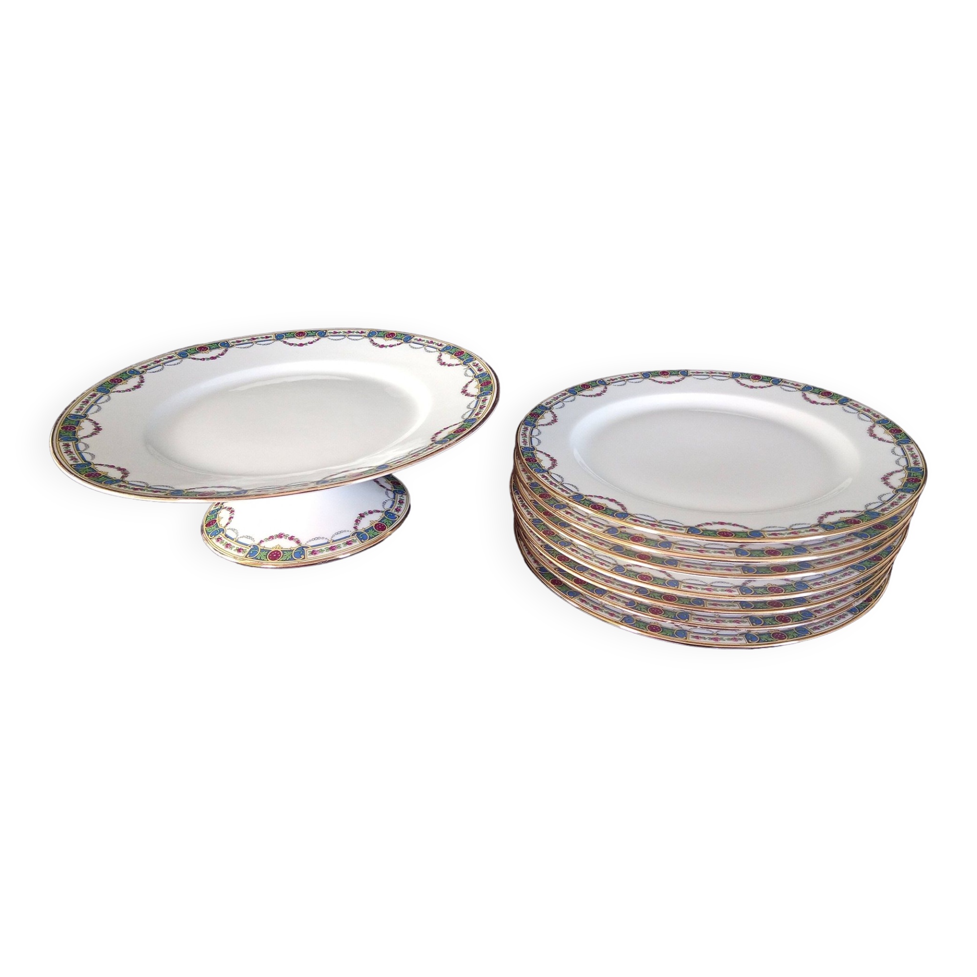 Limoges porcelain dessert service for 12 people, Jean Boyer and Nardon Lafarge (1920 - 1934)