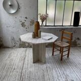 Octagonal travertine coffee table