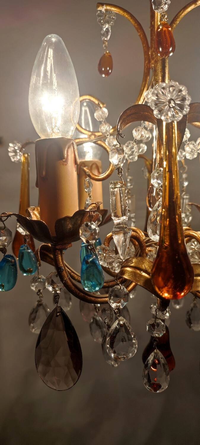 Crystal ceiling lamp. Spain, 1960s.