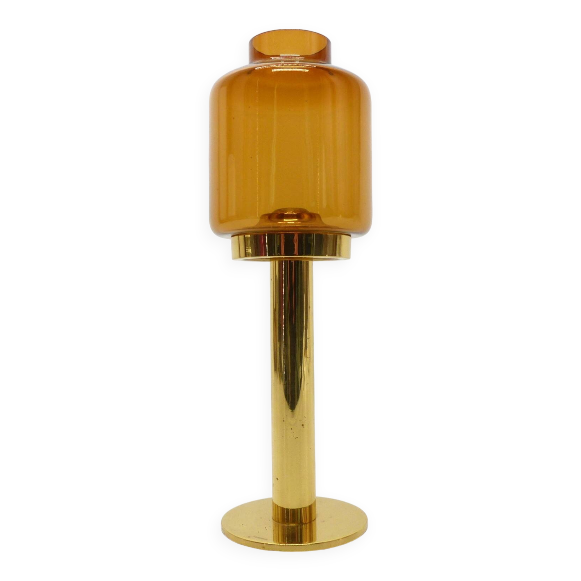 Hans-Agne Jakobsson Markaryd L 10232 Amber Glass Candle Holder 1960