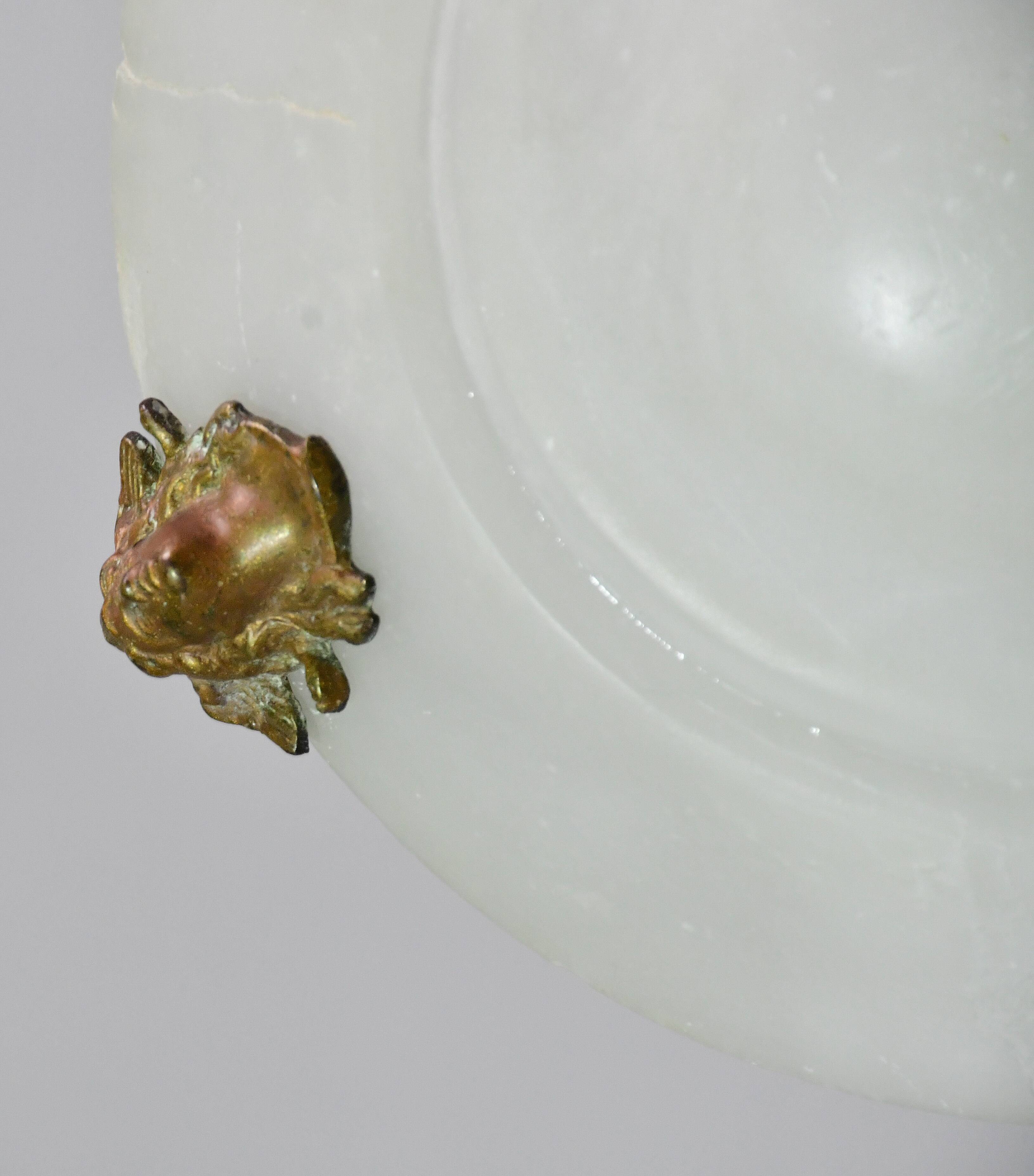 Charming white Art Deco alabaster pendant, 1940s