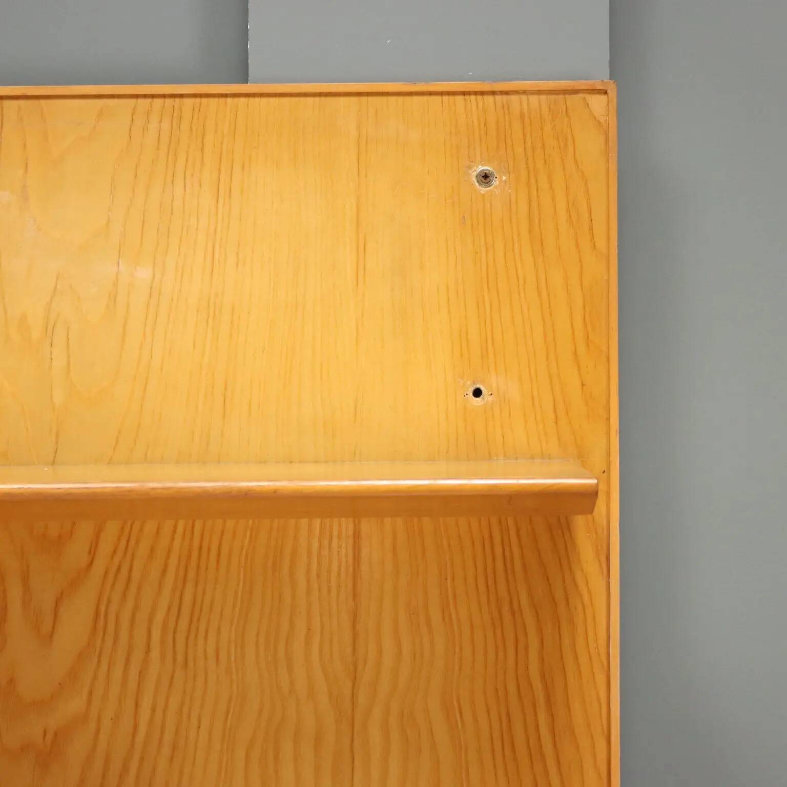 Vintage maple cabinet with drop-down front, Italian design, 1960s.