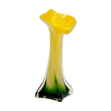 Vase soliflore forme arum arôme vert jaune verre Murano ⋆ Brocante Chic