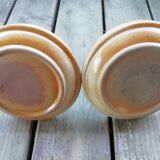 Pair of stoneware candle holders