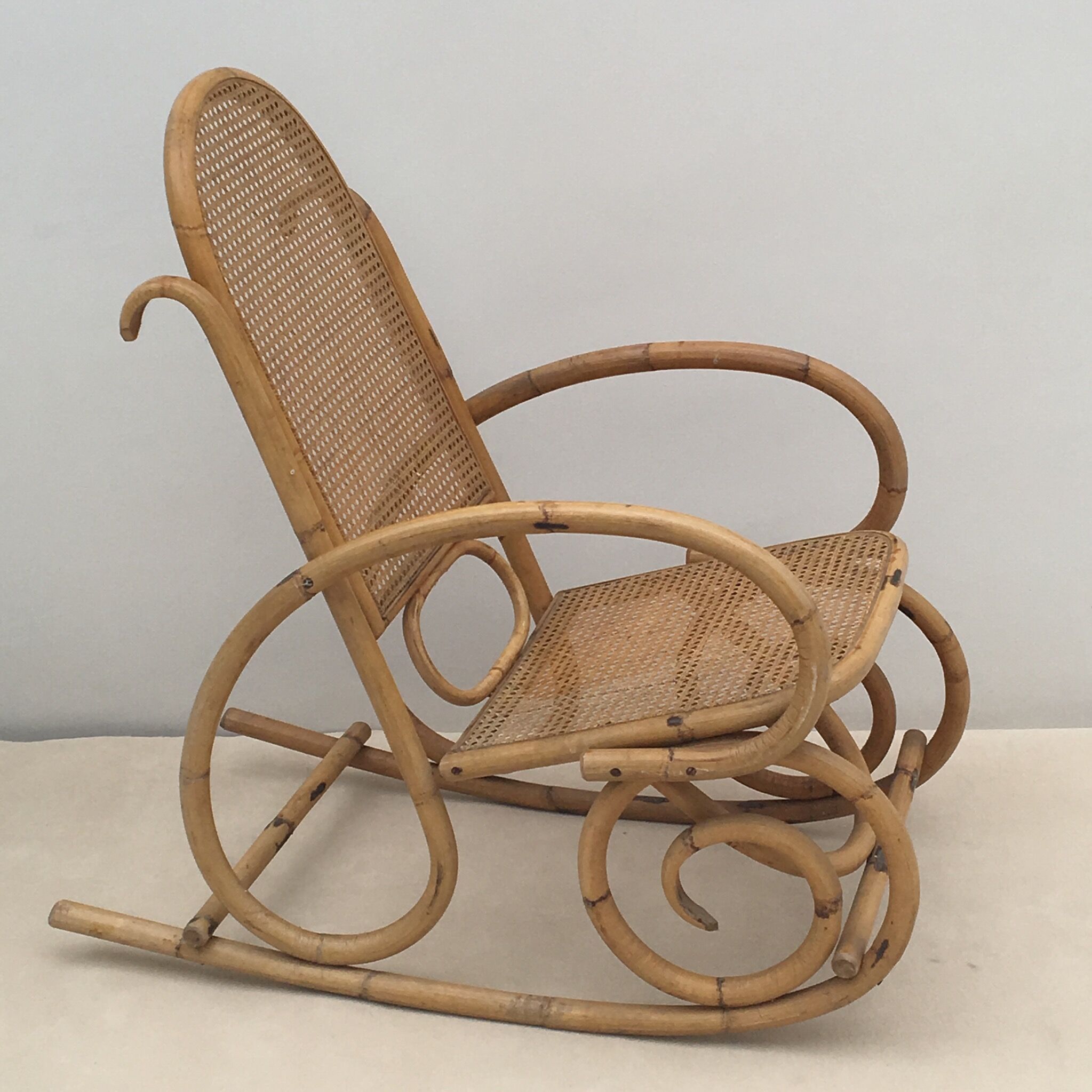 Rockingchair rotin & cannage 70 Selency