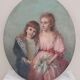 Portrait painting to young girls oil on canvas 19th