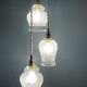 Vintage triple tulip pendant light in molded glass