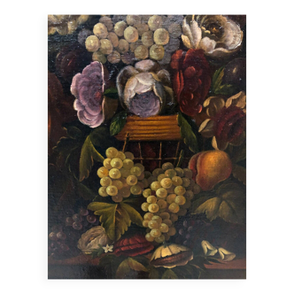 École Espagnole (XIX-XX) - Nature Morte aux Fruits et aux Fleurs