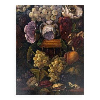 Spanish School (XIX-XX) - Still Life with Fruits and Flowers